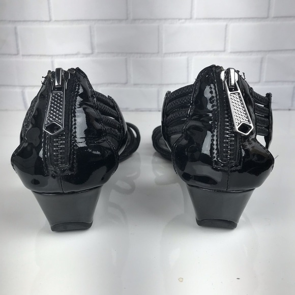 Donald J Pliner Dexi black patent wedge sandals 6 - Picture 6 of 13